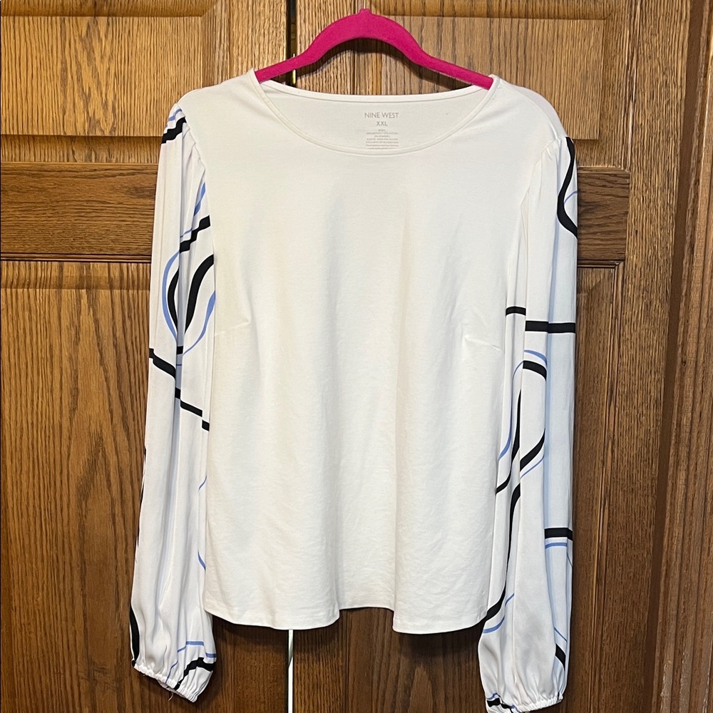 Nine West White and Black Women's Top XXL